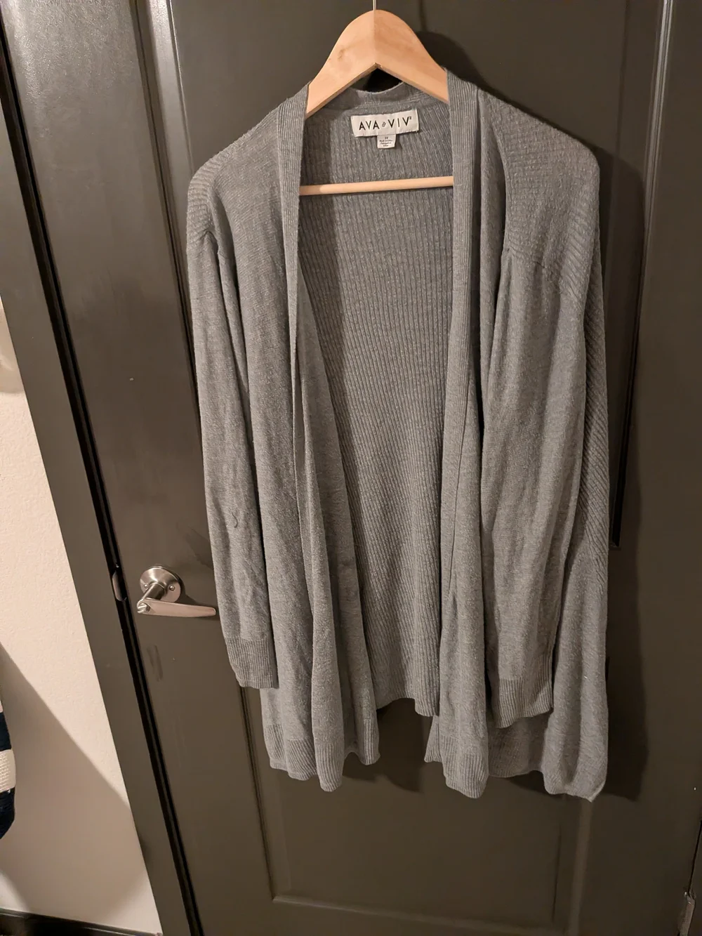 3x Ava & Viv Light Gray Open-Front Ribbed Cardigan